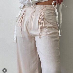 Flowy Pants with a Lace Up Detail